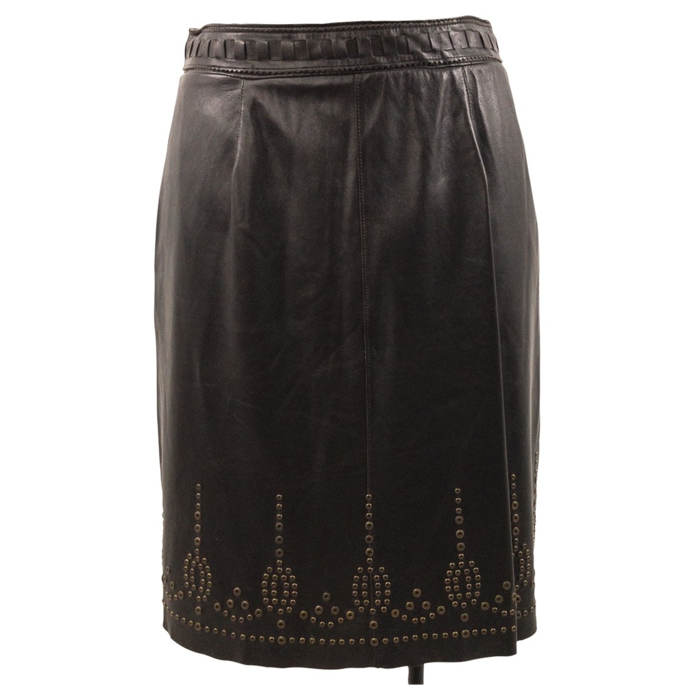 Elie Tahari M Leather Boho Pencil Skirt Brown - Picture 1 of 14